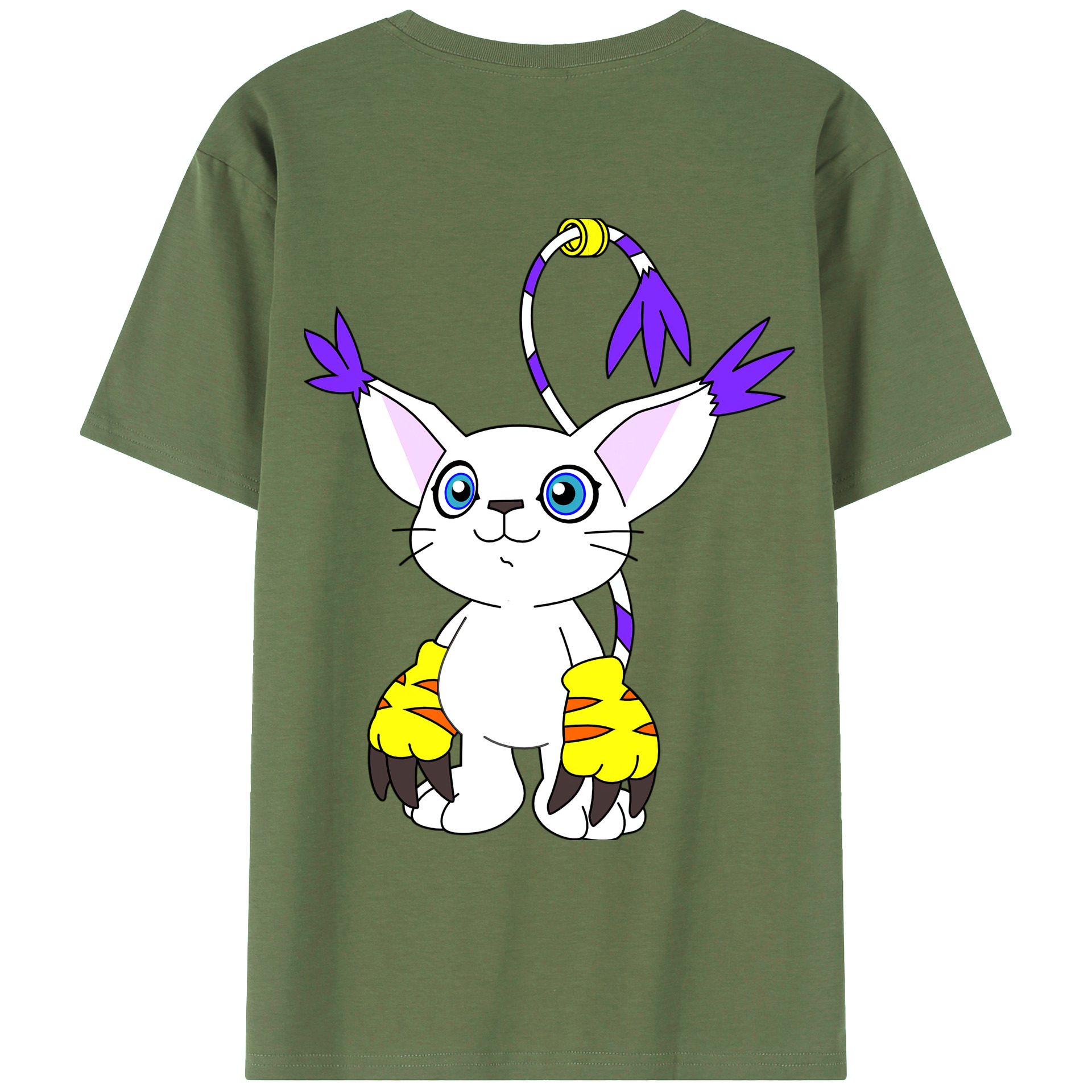 （画像用） Digimon デジタルモンスター/デジモン 綿100％ メンズ半袖Tシャツ（バックプリント） 通気性